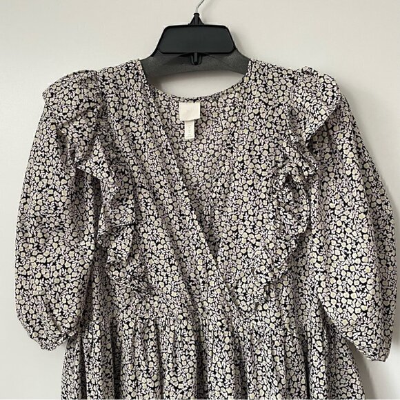 H&M Floral Puff Sleeve Dress with Ruffles, Sz M - Picture 11 of 15